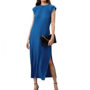 Atlein x RTR Navy Plisse Midi Dress